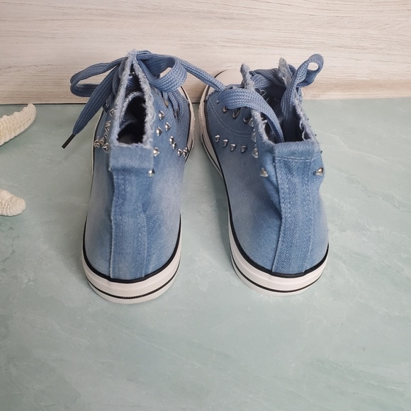 New! Denim Lace Up Sneakers - Picture 4 of 6